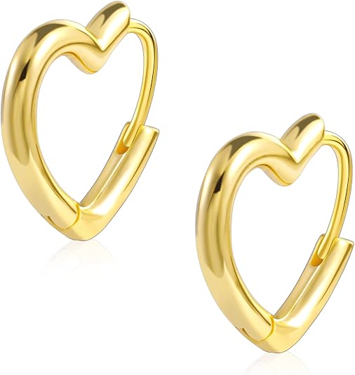 925 Sterling Silver Heart Hoop Earrings for Women Girls Small Heart Shaped Huggie Hoop Earrings Hypoallergenic Cartilage Huggies Earings for Jewelry Gifts