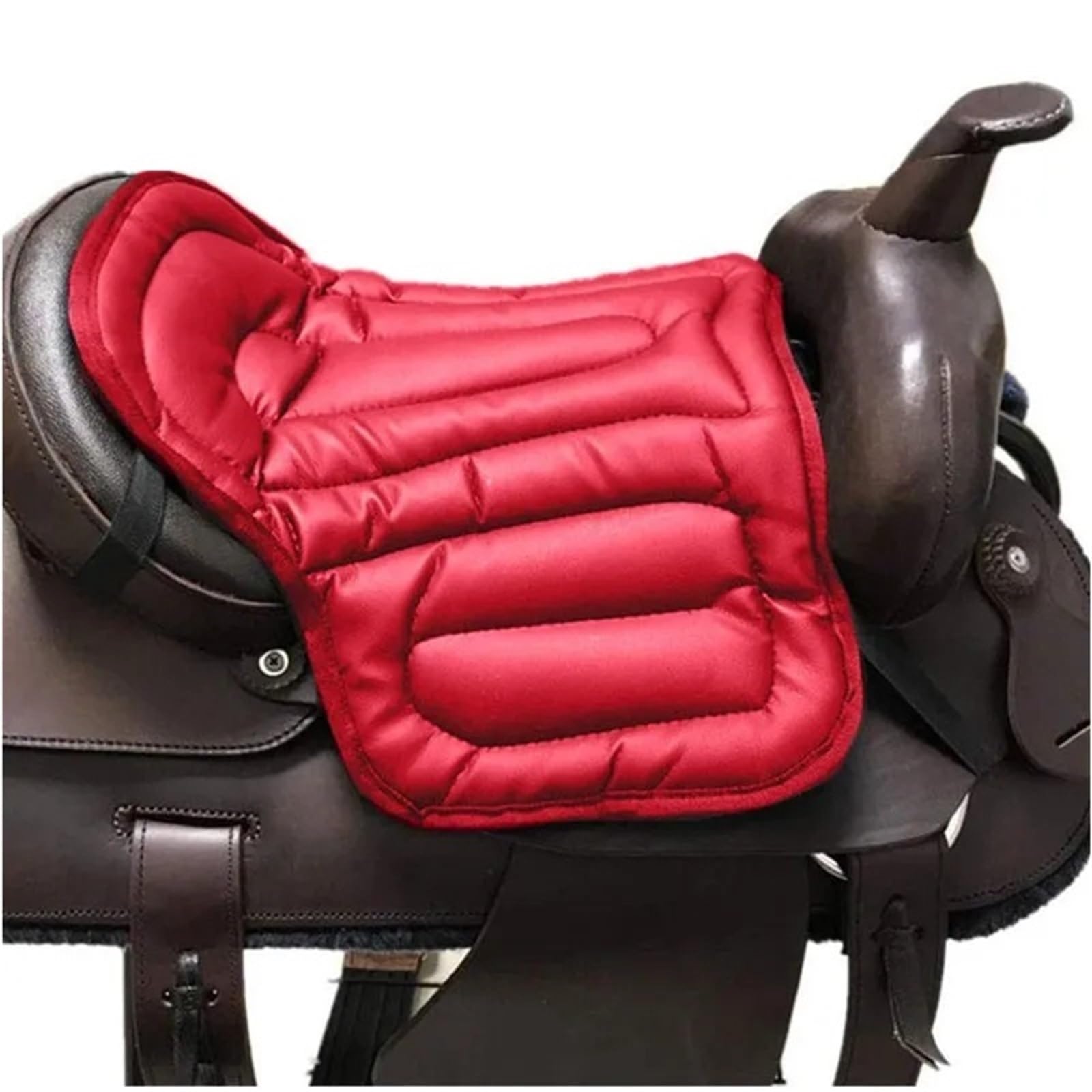 Podkładka pod siodło do jazdy konnej, Podkładka pod siodło dla konia PU Pianka zapamiętująca kształt Czarny Czerwony Jeździectwo(Black)