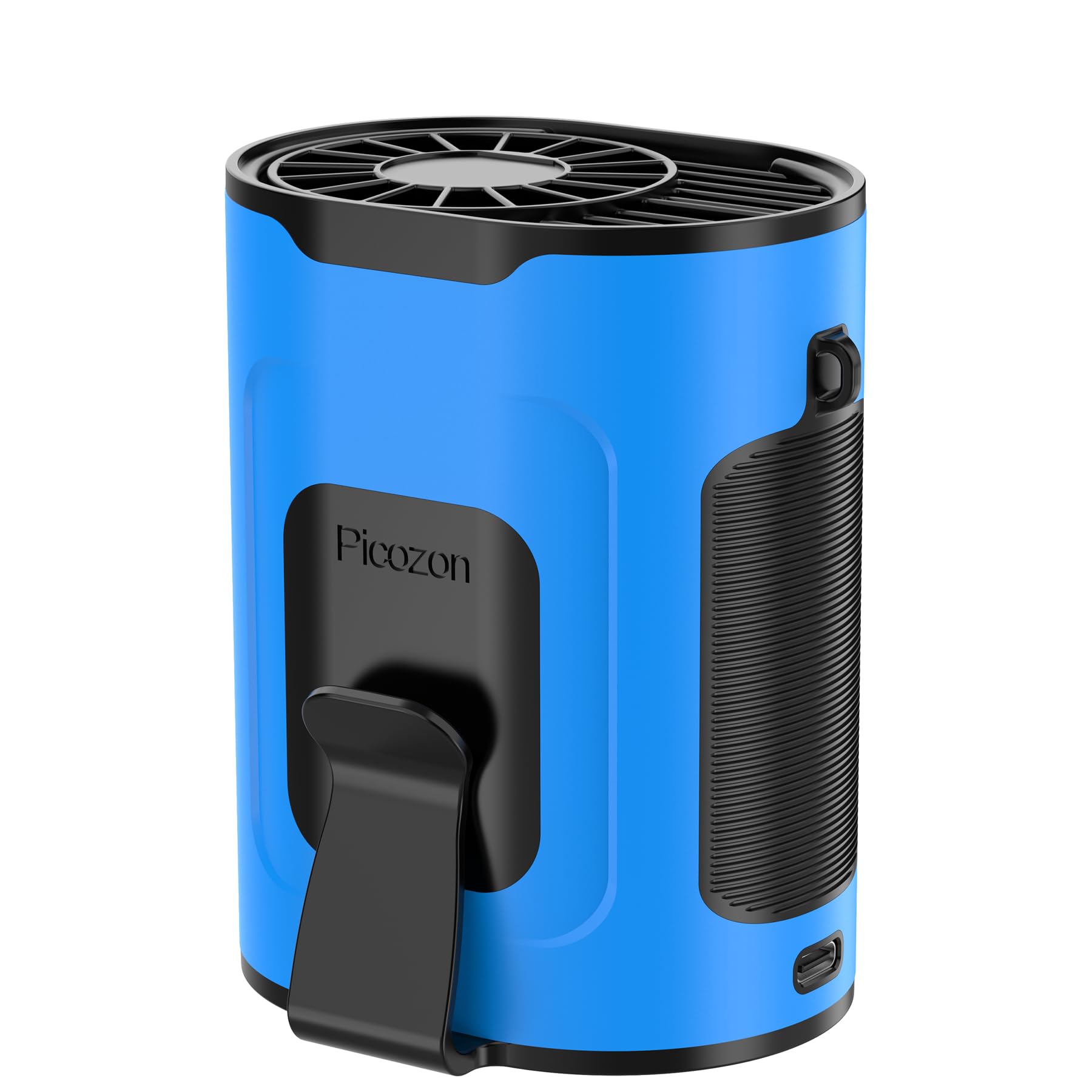 Picozon Ventilador Inteligente Portátil con IA，Recargable con 4 velocidades ajustables, Diseño manos libres y portátil (clip para cintura y collarín) - Azul