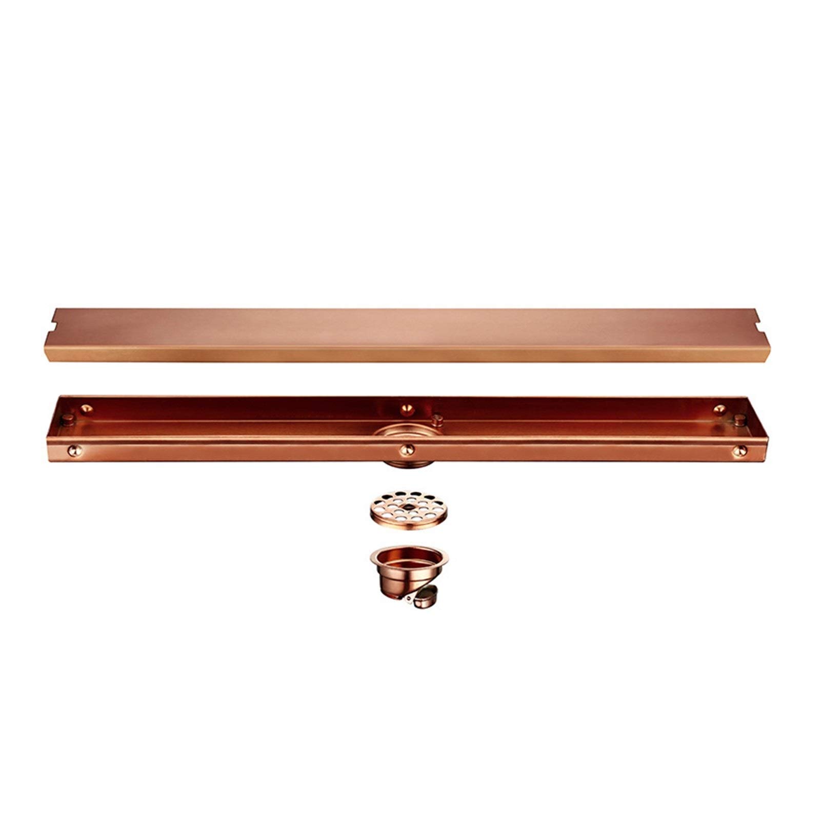Desagüe del Suelo Acero Inoxidable baño de Drenaje de Oro Rosa 800/900/1000 mm azulejo Rectangular Lineal en Anti-Olor Piso desagüe del baño (Color : Brushed Rose Gold, Size : 600mm)