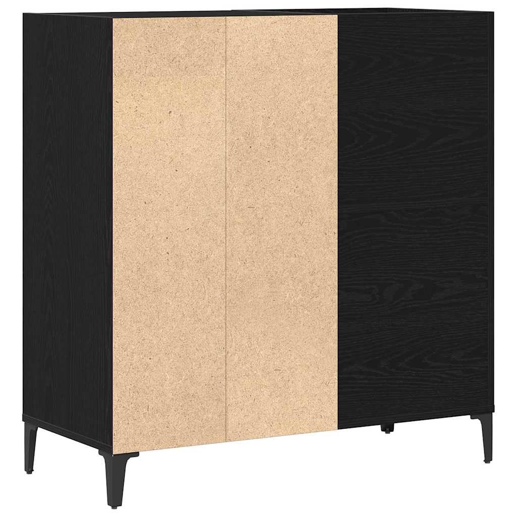 vidaXL Szafka na płyty winylowe z półką Czarny Dąb 84,5 x 38 x 89 cm | Wiele miejsca na poukładanie rzeczy, Fajnie poukładane, bez zmartwień, Sznyt pasuje do każdej przestrzeni