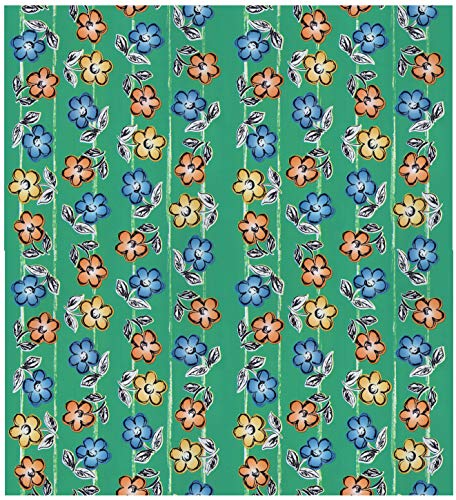 Blooming Wall Peel and Stick Removable Fresh Green Red Blue Floral with Black Leaves Waterproof Wallpaper Vinyl Self Adhesive Contact Paper Decorative Wall Decor 145 Square FtRoll