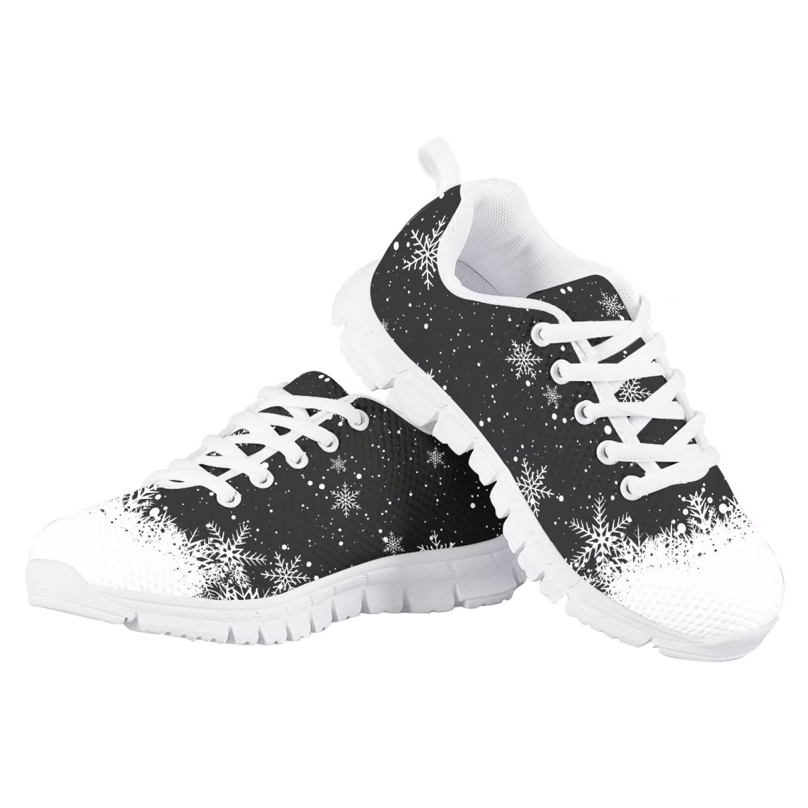 GIFTPUZZ Kids Running Sneaker Snowflake Lace up Walking Shoes Comfort Lightweight Fashion Sneakers Breathable Mesh Sports Tennis Shoes for Gym Travel Size 13