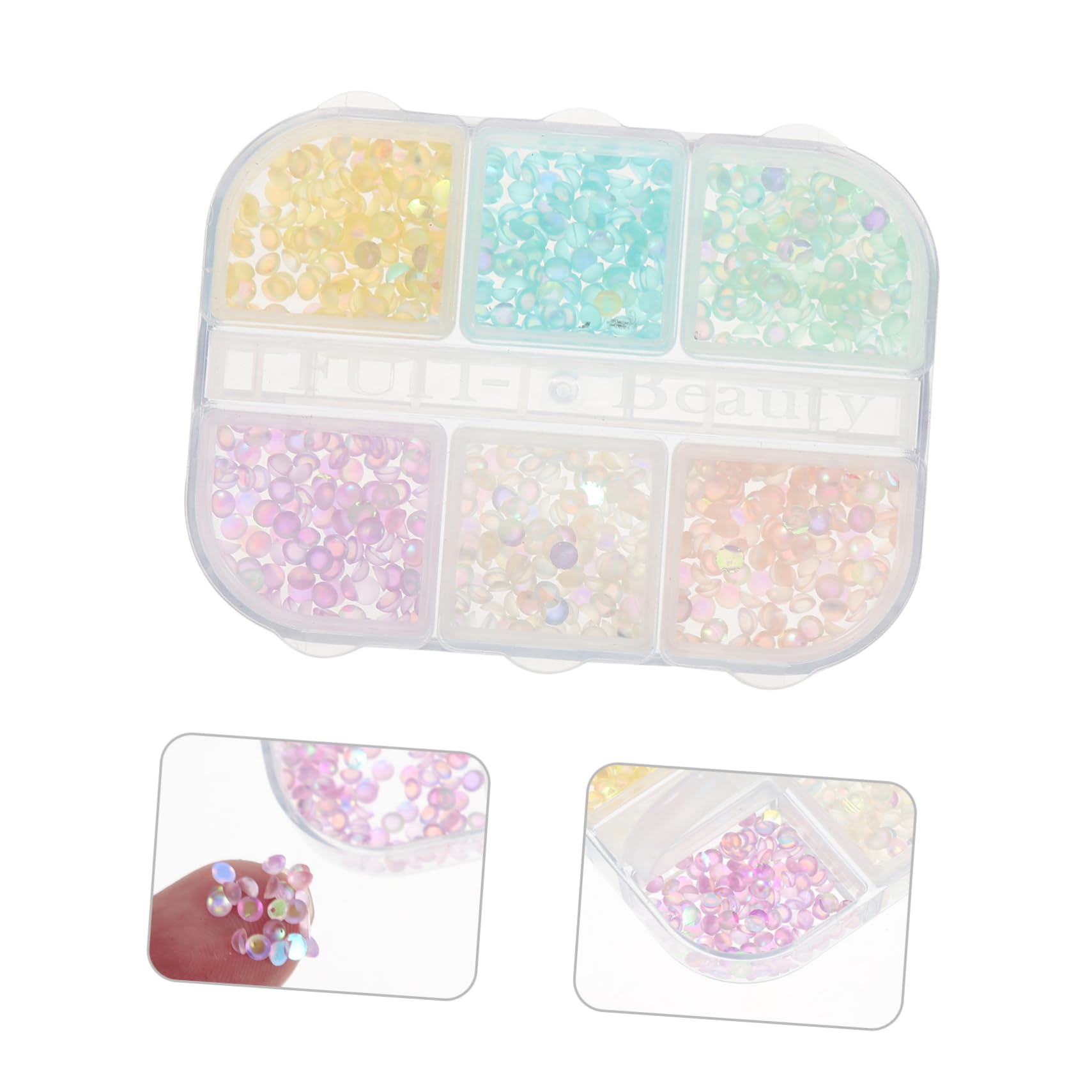 Didiseaon Unique Nail Ornament Mermaid Bead Jewelry DIY Set 6 Color Box for Home or Salon Use