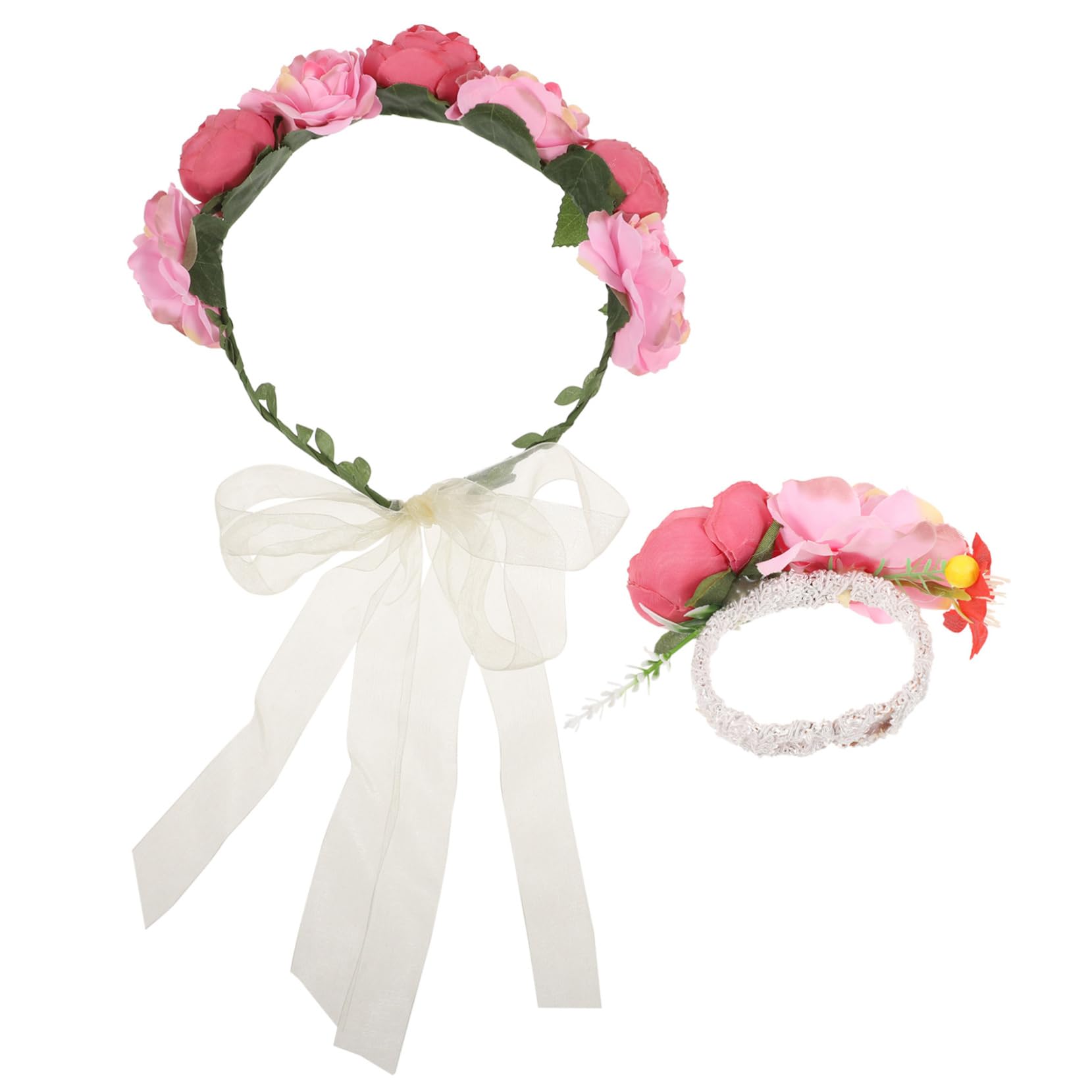 FRCOLOR 5sätze Blumenkranz Haarschmuck Set Für Damen Elegantes Hochzeits-haarnetz Handgelenk-blumenarmband Leicht Romantisch Für Hochzeiten Fotoshootings Cosplay Und Mehr