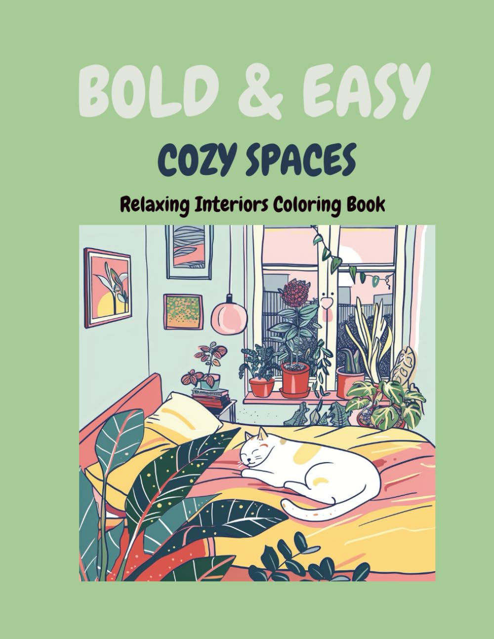Bold and Easy Cozy Spaces Coloring Book: Simple Home Interiors and Relaxing Rooms for Adults and Teens - Large Print Stress Relief (Bold & Easy Coloring Collection)