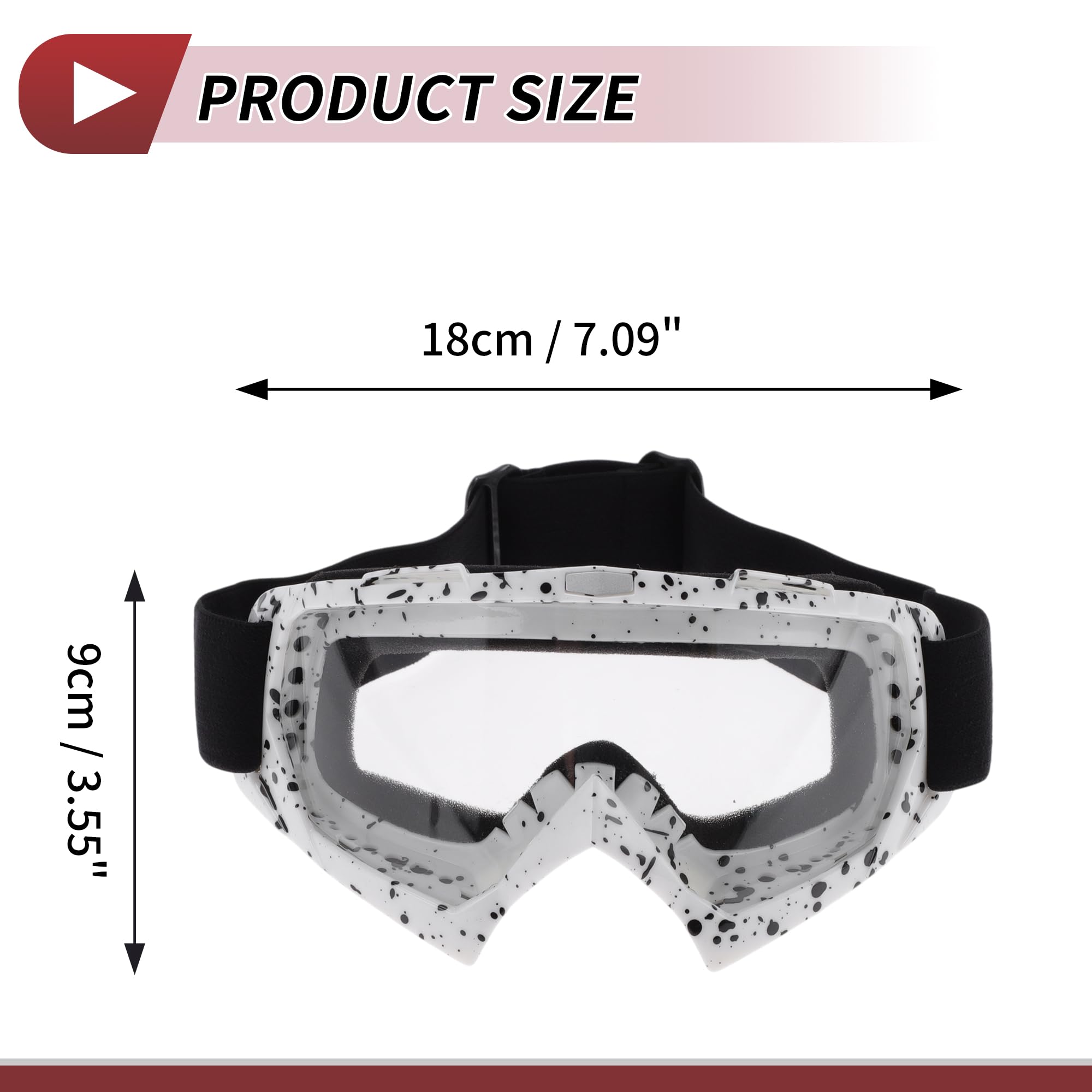 1 Par Occhiali Da Motociclista PC TPU Occhiali Da Ciclismo Lente Trasparente Montatura Bianca E Nera