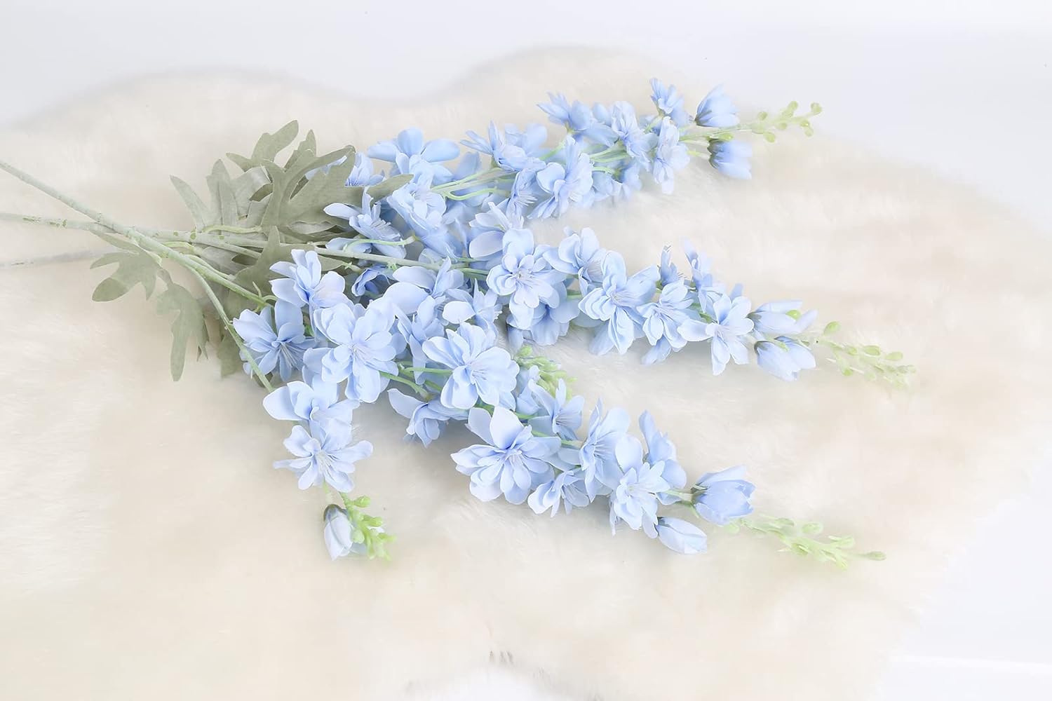 IPOPU 33.5 in Fake Flowers Delphinium Artificial Flowers Silk Flowers 6 PCS Light Blue Larkspur Artificial Flowers Long Stem Flowers for Tall Vase Home Wedding Party Decor (Light Blue) - Image 3