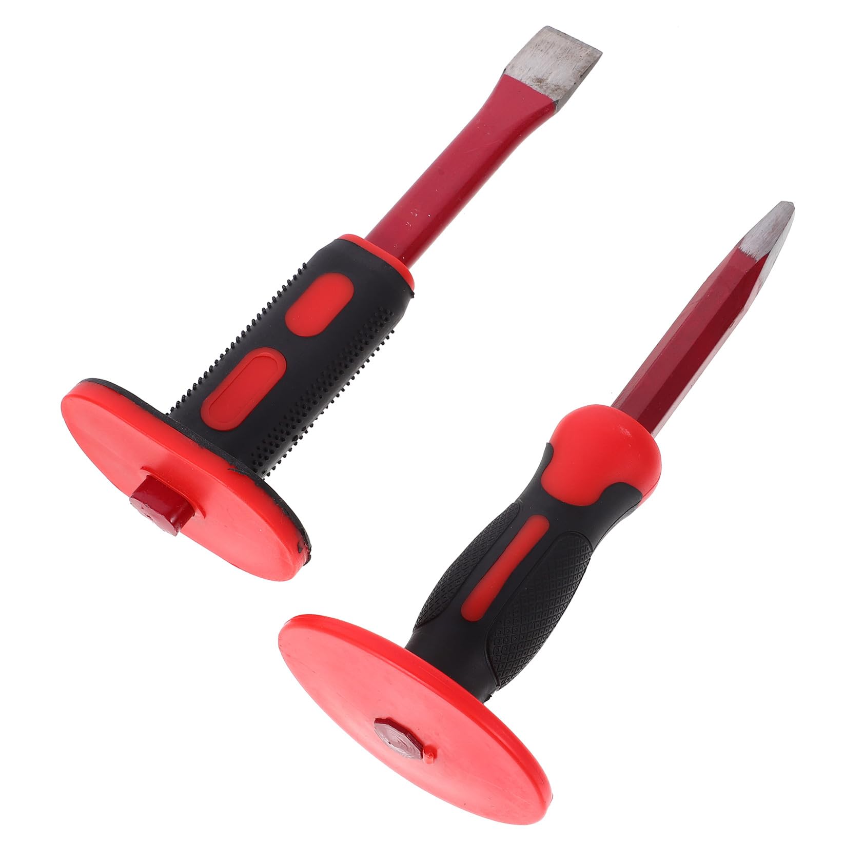 Set Scalpelli per Calcestruzzo e Roccia da 250 Mm in Acciaio al Cromo Vanadio Temprato, Impugnatura Ergonomica Antiscivolo e Protezione Mano, Utensili per Muratura e Demolizione,