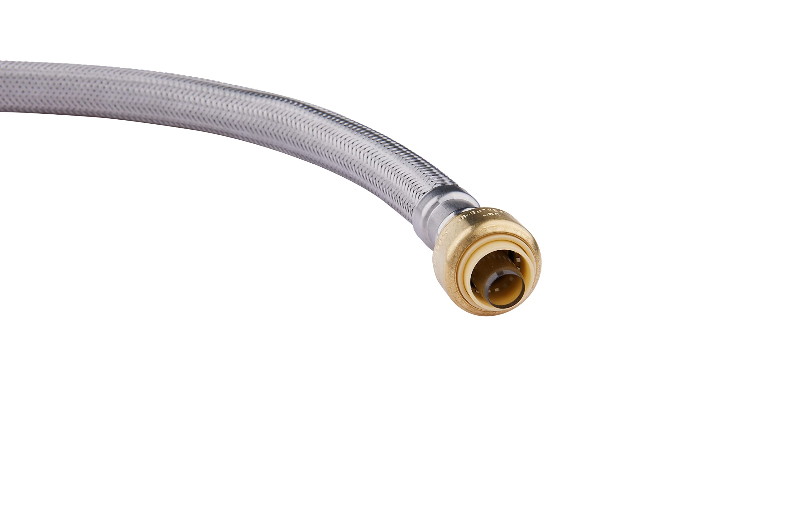 EFIELD Conector flexible de 12 pulgadas de longitud, ajuste a presión, 1/2 x 3/4 pulgadas, FIP, manguera trenzada de acero inoxidable para calentador de agua