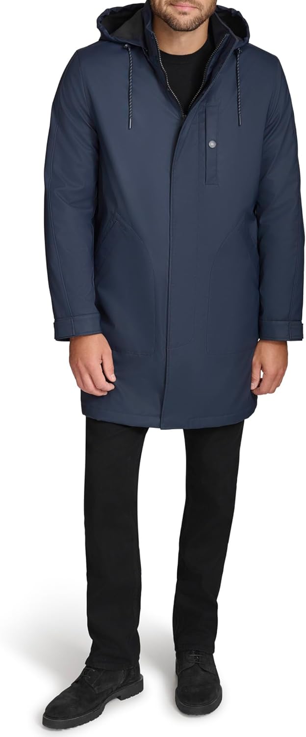 Andrew Marc Men's Longer Length Sherpa Lined Hooded Jacket