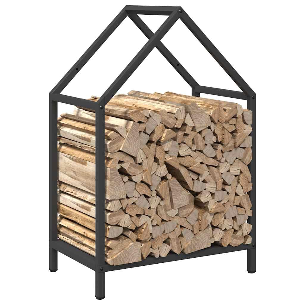Estantería para leña negra de acero laminado en frío, 40 x 25 x 60 cm, con gran almacenamiento para interior y exterior, para guardar y secar leñas