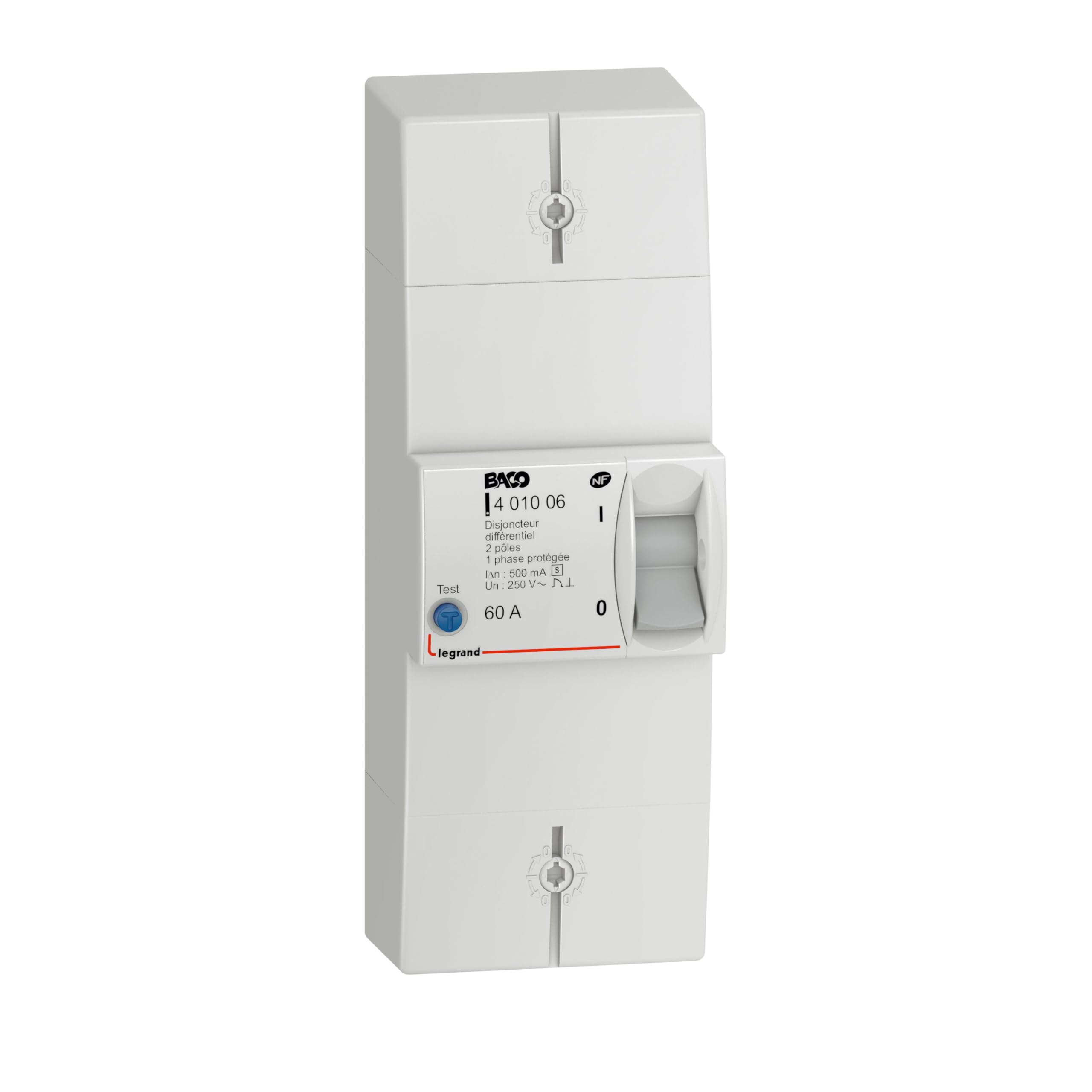Legrand Disjoncteur Branchement Enedis Bipolaire Différentiel 500mA Sélectif 60A