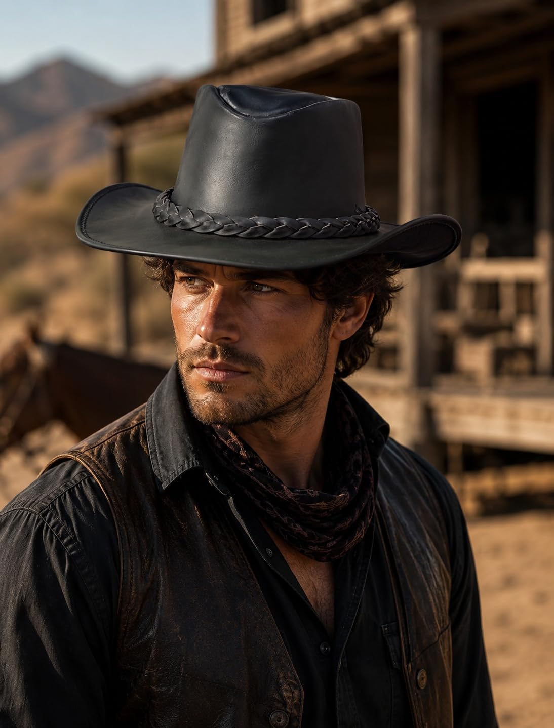 Leather Cowboy hat for Men & Women Durable Handcrafted Lightweight Shapeable Western Hats for Men