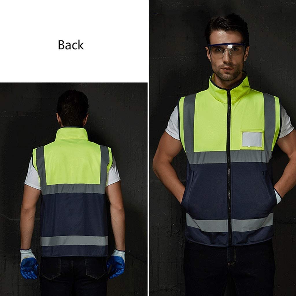 Chalecos Alta Visibilidad Hombre Mujer, Traje reflectante de cuello alto, chaleco reflectante de seguridad de tela de seda de baja elasticidad, muy alta visibilidad, adecuado for la construcción, chal