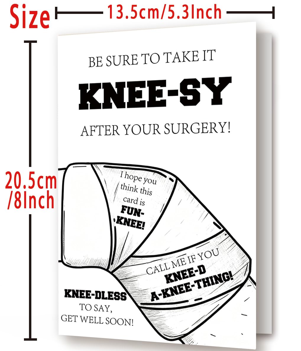 Funny Get Well Soon Knee Card, Humor Speedy Surgery Recovery Gifts for Women Men, After Knee Surgery Card Gift for Him Her