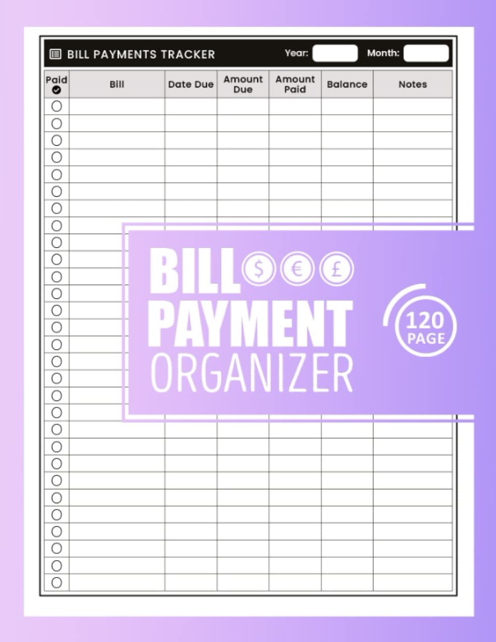 Bill Payment Organizer: Bill and Expense Tracker | Monthly Bill Payment & Organizer | Simple Home Budget Spreadsheet | Monthly Bill Payments Checklist ... Planner | (Vol 03) 120 Pages, Size 8,5x13