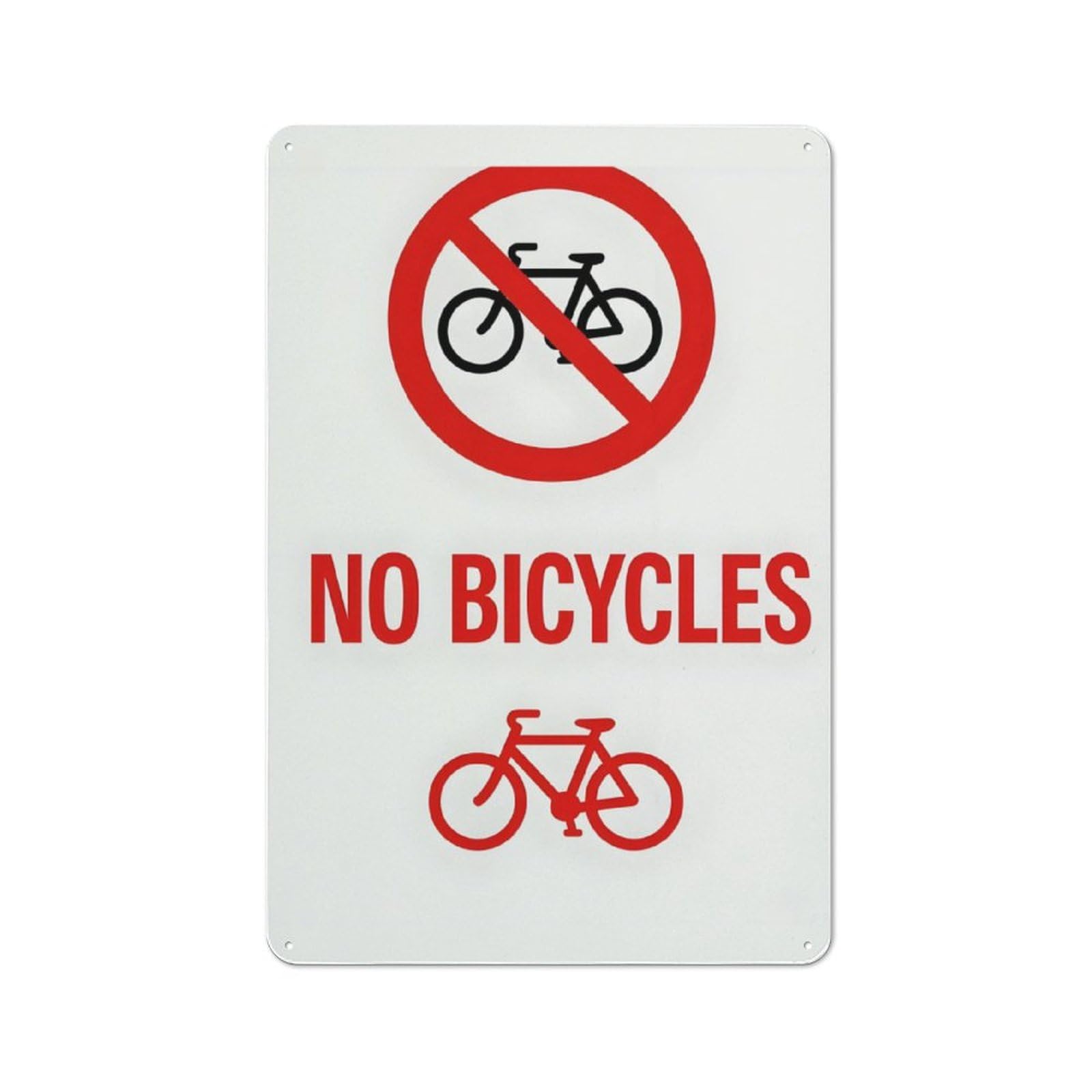 peiyeety No Bicycles Metal Tin Sign Traffic Safety Wall Art for Sidewalks, Mall Entrances, and Pedestrian-Only Zones Classic Aluminum Warning Plaque to Promote Safe Pedestrian Flow, 6x8 Inch