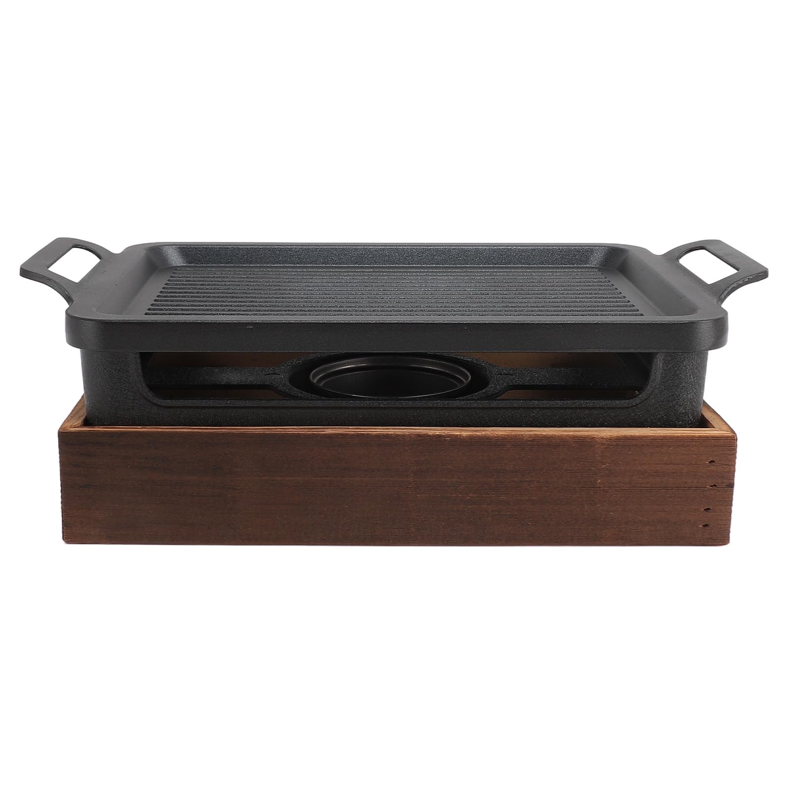 Barbecue de Table Portable Haofy avec Base en Bois, pour la Cuisine Intérieure, le Pique-nique en Plein Air, le Camping