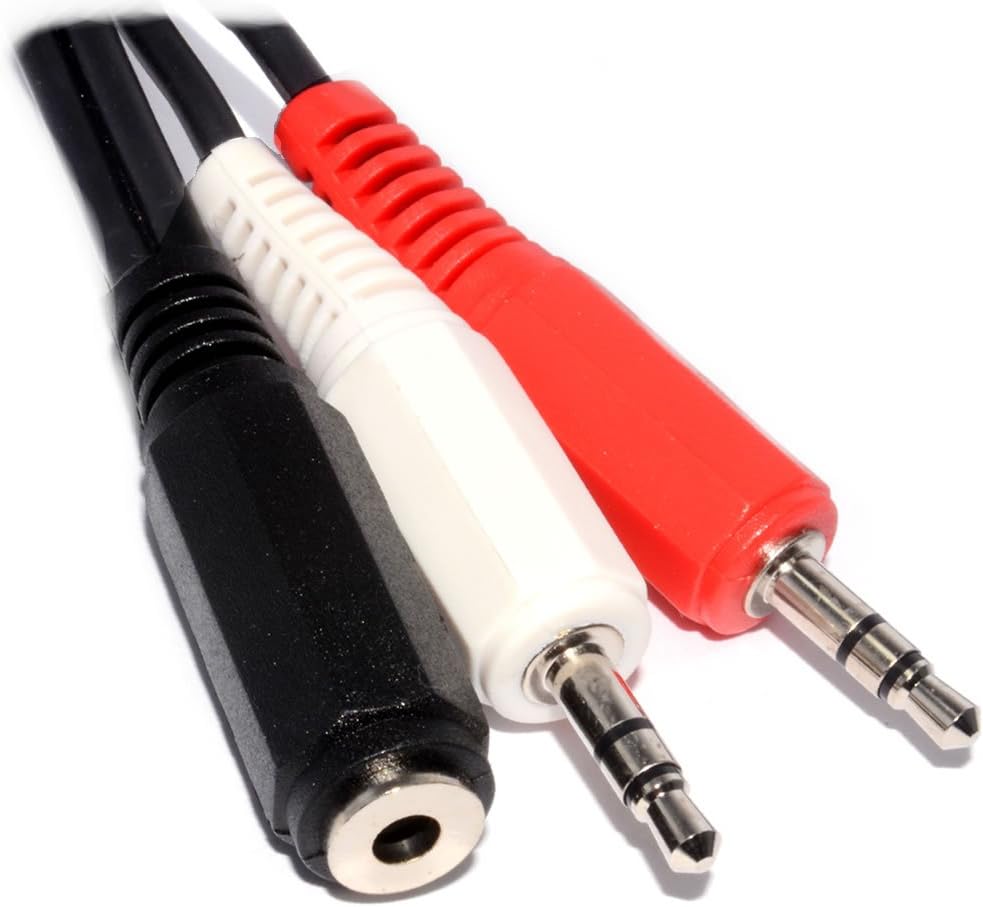 kenable 3.5mm Jack Socket to Twin Jack Plugs Cable