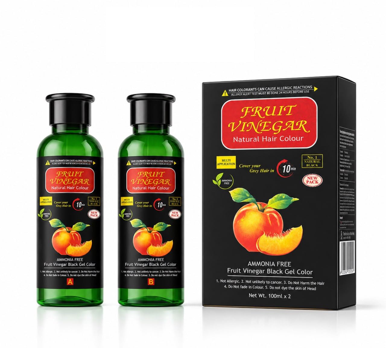 D & J SHOP Fruit Vinegar Hair Color Black Gel | Ammonia Free Natural Hair Colour for Grey Hair Coverage | Long Lasting Hair Dye with Fruit Vinegar Extract | Easy 10 Minute Hair Coloring | 100ml x 2 Pack-picture-23