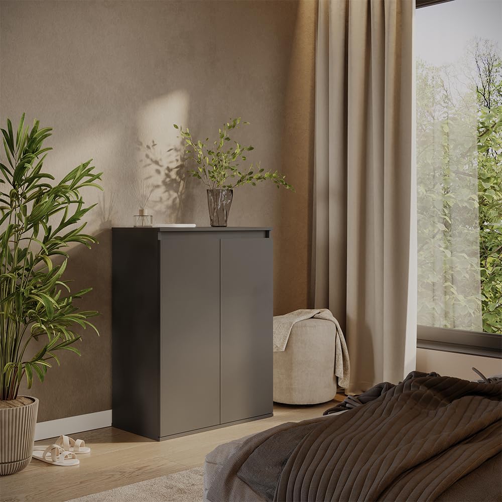 Vicco Cassettiera Claus, Antracite, 74 x 99.6 cm con 2 porte, per la conservazione di abbigliamento e oggetti per la casa
