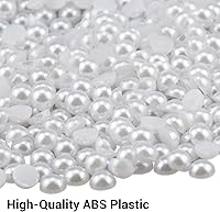 Vista 4 de 2000 piezas de perlas de 0.315 pulgadas para manualidades, perlas blancas de espalda plana, cabujón medio redondo, perlas de imitación de perlas