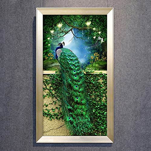 Kits de forage complet diamond painting paon vert broderie strass premium