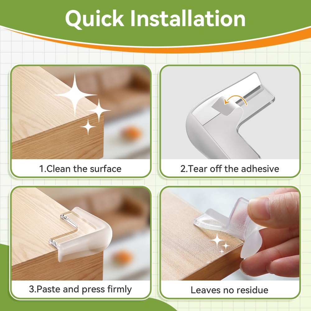 SAFELON 8 PCS Childproof Corner Protector, Baby Safety Table Corner Guard, Silicone Material Baby Proof Bumper Cushion (Clear-White) - Image 2