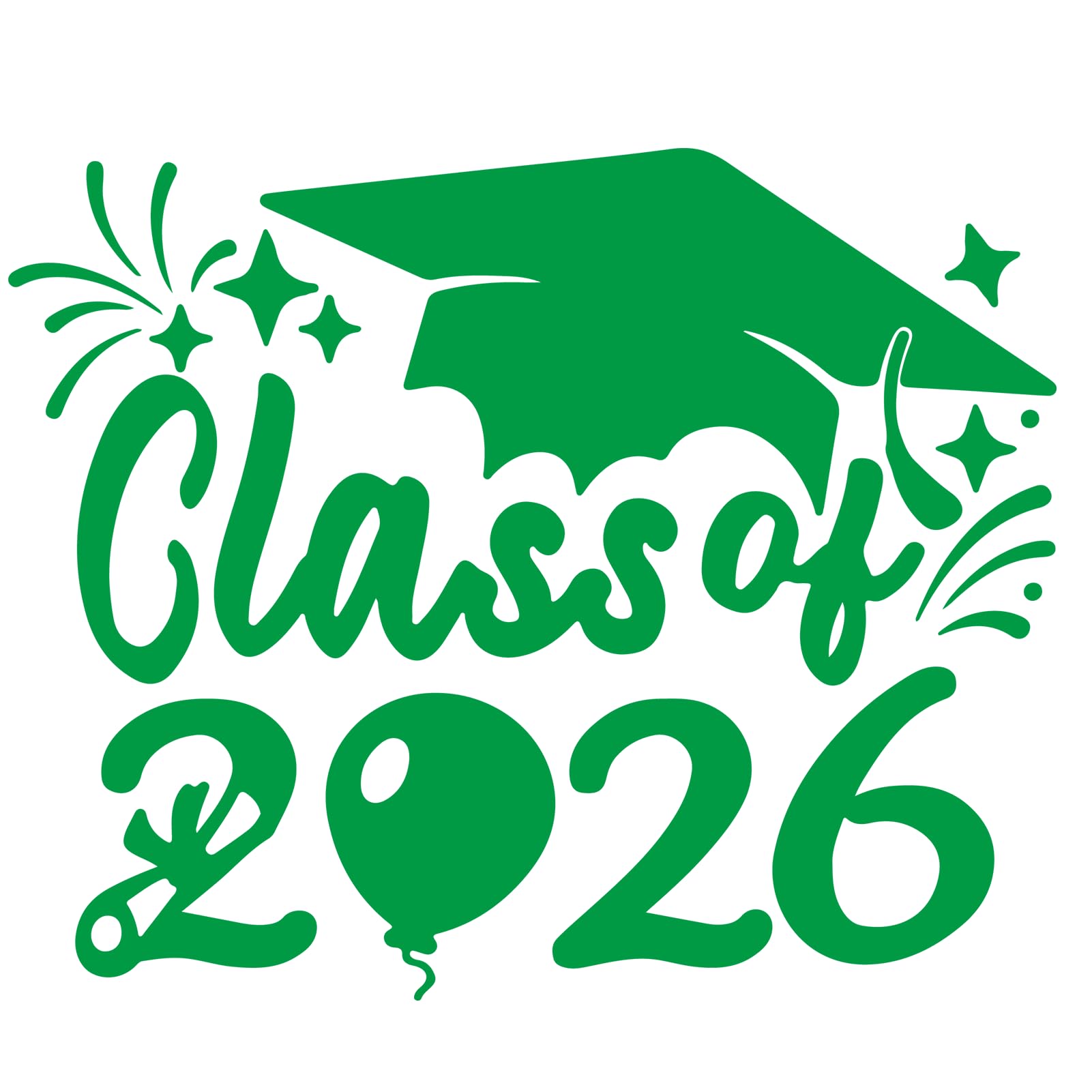 2×Class of 2026 Car Sticker &amp; Graduation Hat Sticker Removable Graduate Decal Car Decal 8"x 7.1" Waterproof Vinyl Decals Arts &amp; Crafts for Graduation Party Decorations (Green)