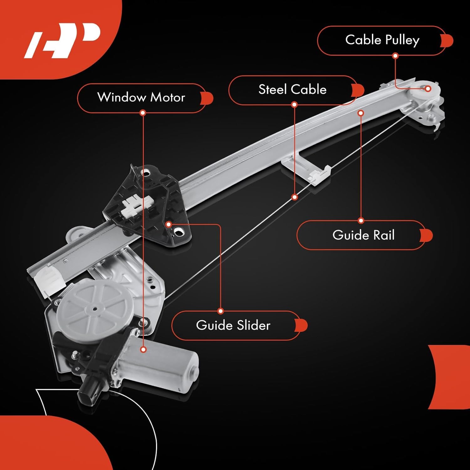 A-Premium Front Right Passenger Side Power Window Regulator with 2-Pin Motor Compatible with Honda Fit 2009-2014