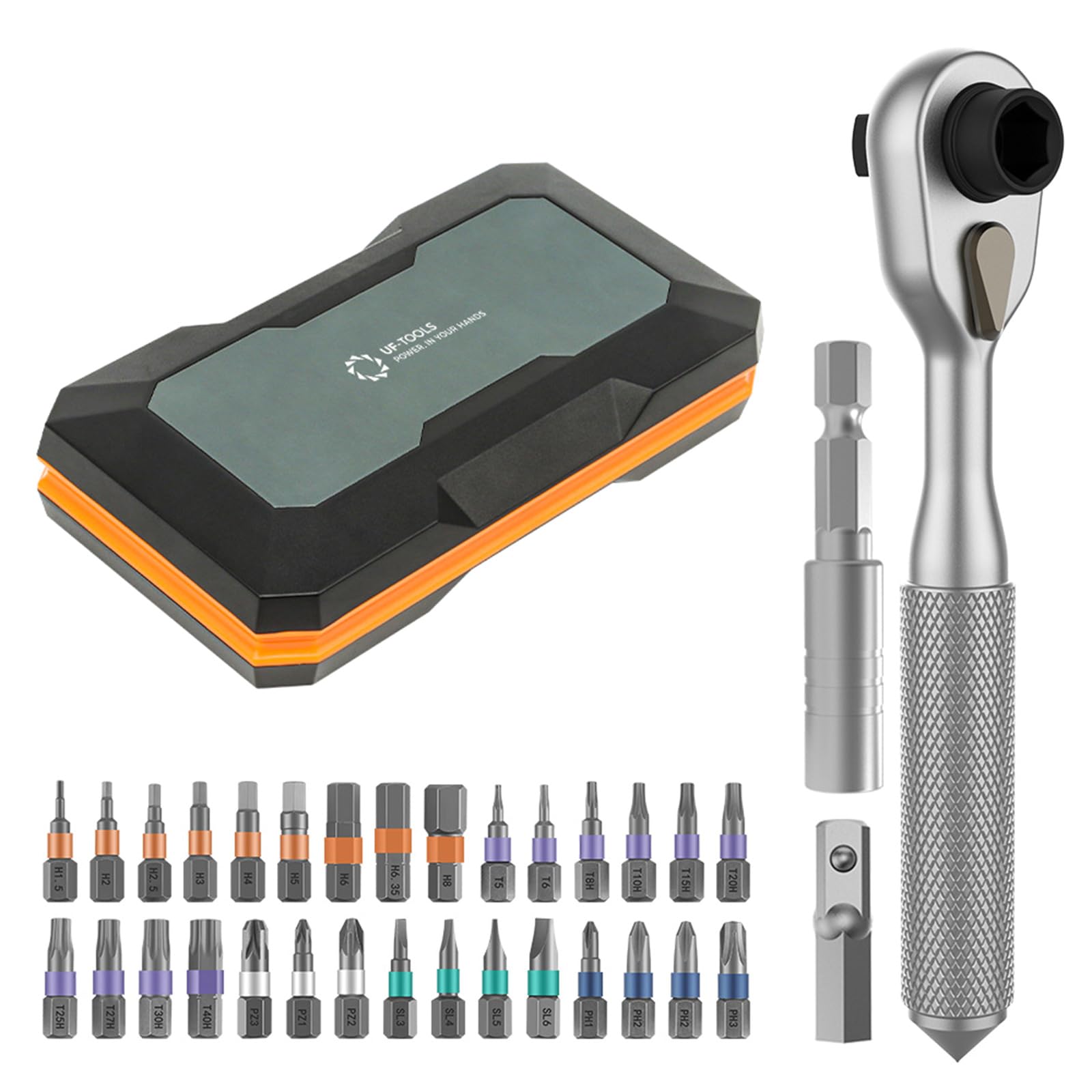 HENYGEN 42 in 1 Screwdriver Set Ratchets Screwdriver Socket with Extension Rod Portable Socket Wrench Set for Home Computer Car Maintenance Tool