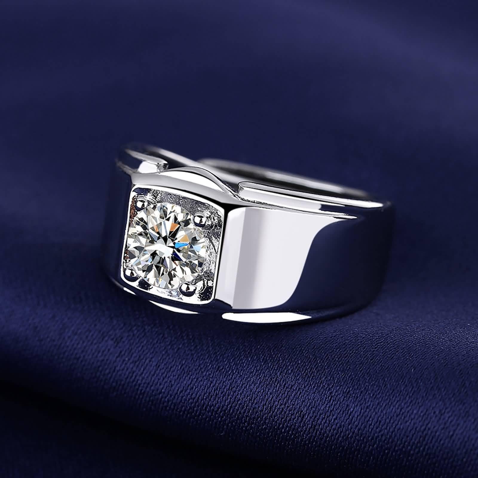 Anillos de compromiso para hombre, oro blanco de 9 quilates, 14 quilates, 18 quilates, anillo de compromiso con diamante creado en laboratorio