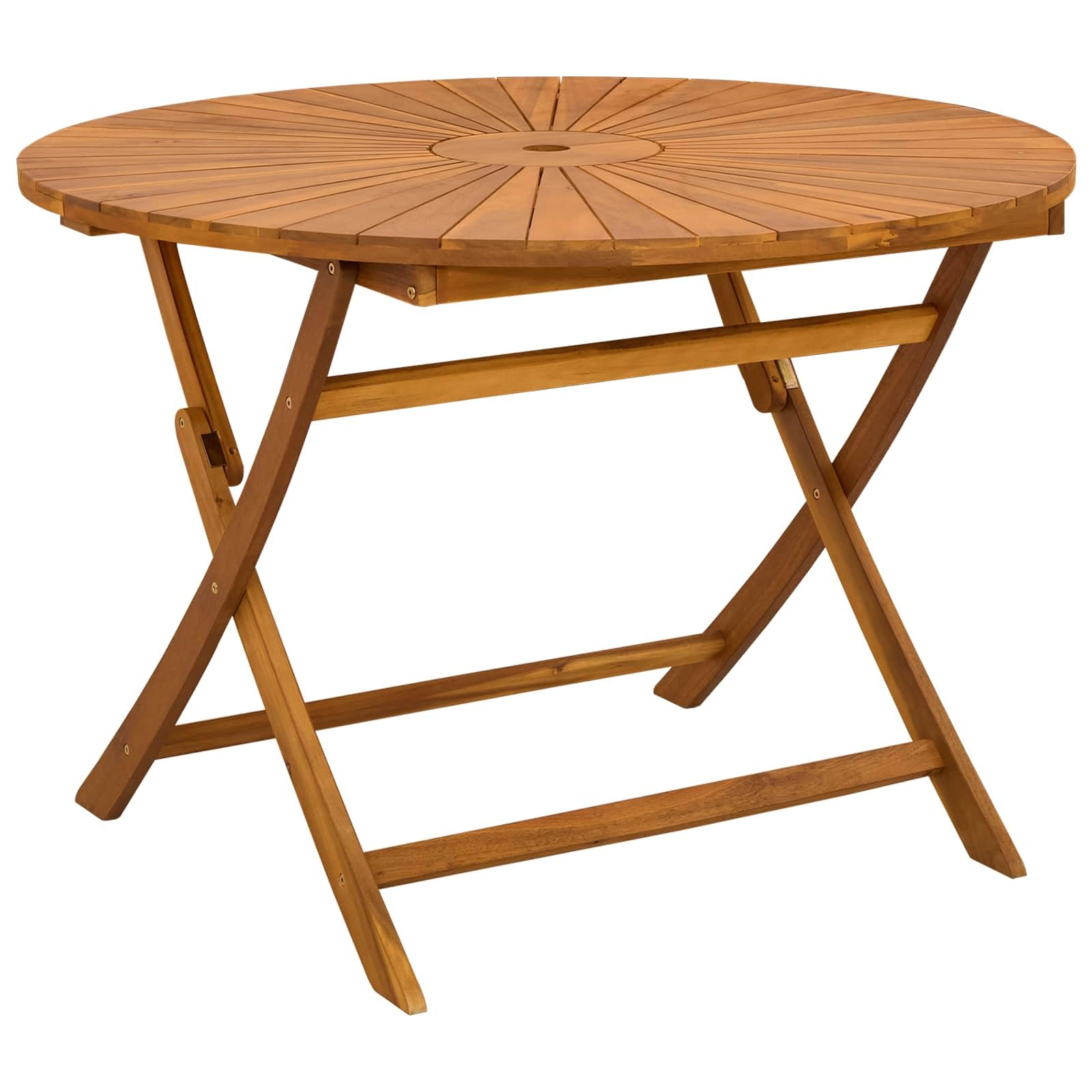 vidaXL Vouw Tuin Tafel Naturel Ø110 x 75 cm Massief Acaciahout