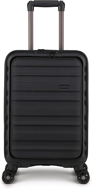 ANTLER - Cabin Suitcase - Clifton Luggage - Size Cabin with Pocket Suitcase, Black - 56x35x23, Lightweight Suitcase for Travel & Holidays - Carry On Suitcase with 4 Wheels - TSA Approved Locks