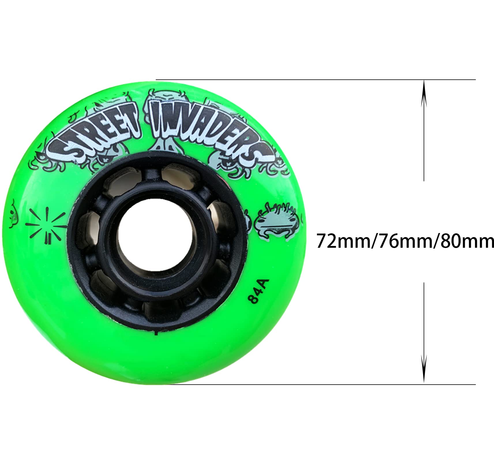 Ruedas de Patines en línea 72mm/ 76mm/ 80mm Ruedas de Repuesto para Patines en línea para Patines de Hockey sobre Ruedas Cepillo de Rueda de Flor Plana Calle Etc.