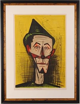 ベルナール・ビュッフェ、二人の道化師、希少画集画、新品額装付 ベルナール・ビュッフェ、二人の道化師、希少画集画、新品額装付