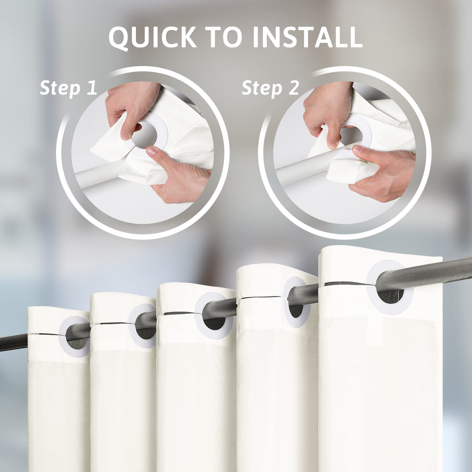 Furlinic Tenda Doccia Antimuffa Tende Doccia Tessuto in Poliestere Impermeabile Lavabile Crema Tenda Vasca da Bagno Grommet Piccolo Extra Largo 270x180cm.