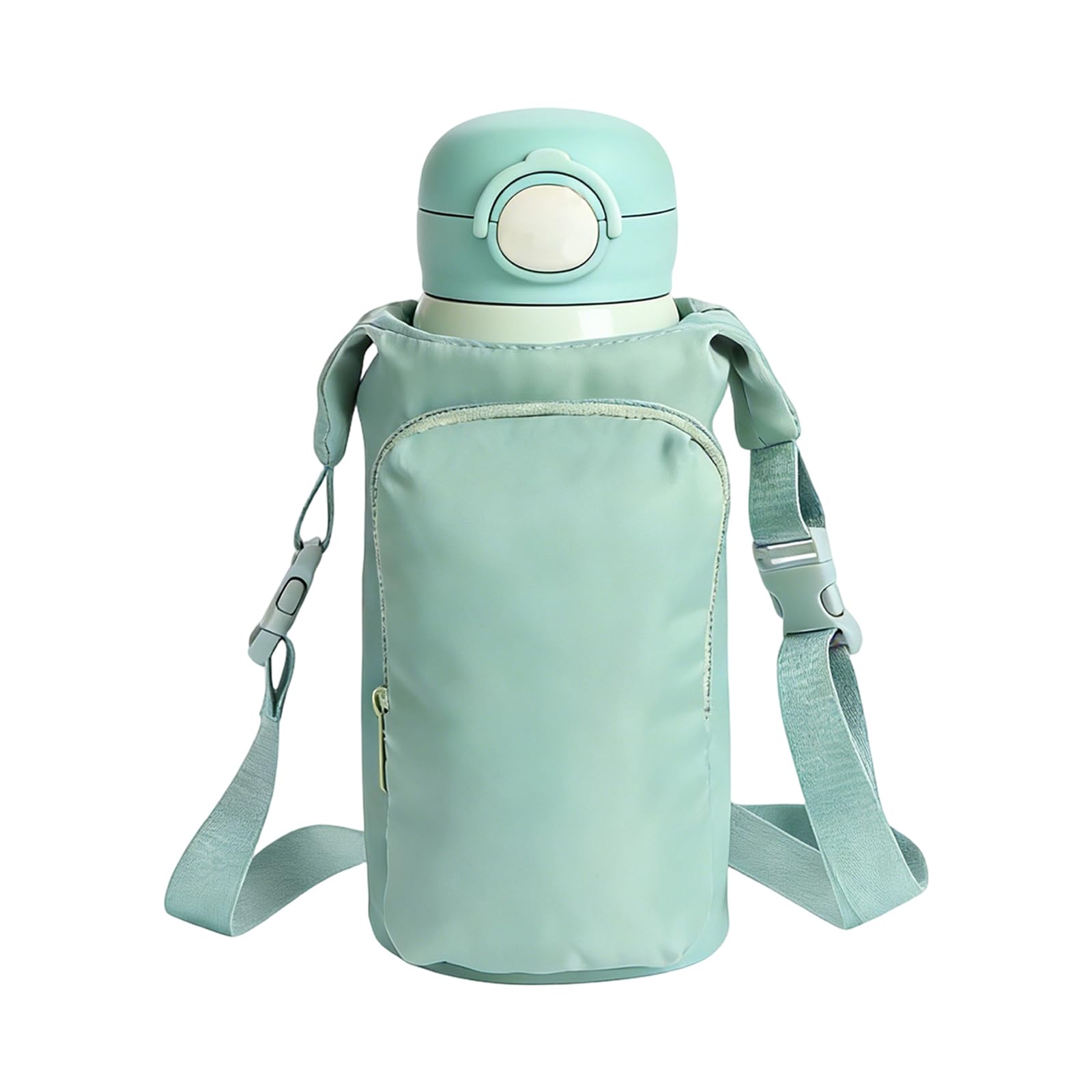 Apradas Water Bottle Carrier Bag, with Phone Pocket & Adjustable Shoulder Strap, for Hiking Travelling Camping (Green)