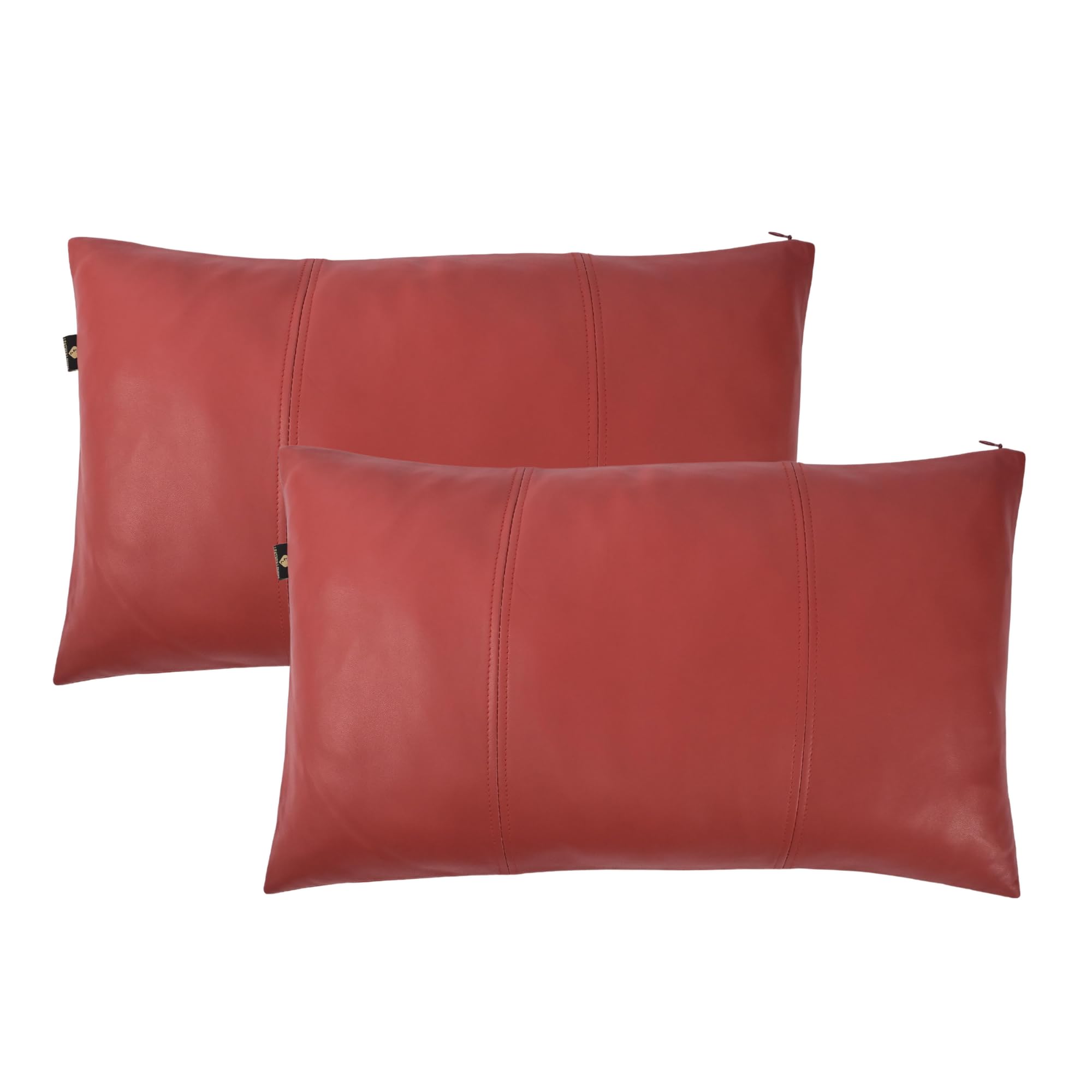 LL LEATHER LOVERS 100% Lambskin Leather Pillow Cover 16x24 Inch – Hand-Stitched Cushion Case with Hidden Zipper, Decorative Throw Cover for Sofa, Bed