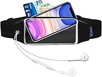 QUANFUN Running Belt Fanny Pack for Women Men - Waterproof Phone Holder Touchscreen Waist Bag Fits 6.5" iPhone 14 Galaxy S22, Gym Workout Black
