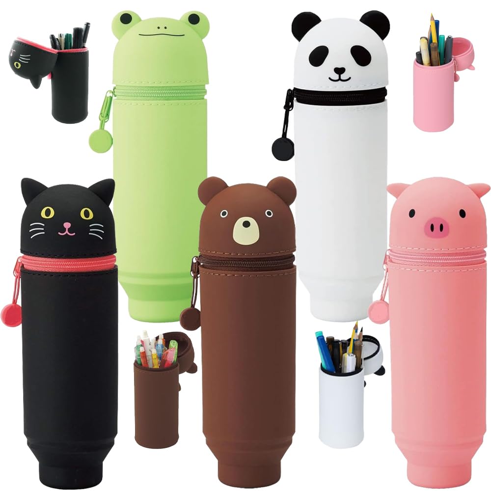 SELLERFLOR Silicone Standing Pencil Case Cute Telescopic Pen Holder Kawaii Stationery Pouch Makeup Cosmetics Bag For School Students Office Women Teens Girls Boys (Black Cat) (B0CPT2K6TB) Amazon Price History, Amazon Price Tracker