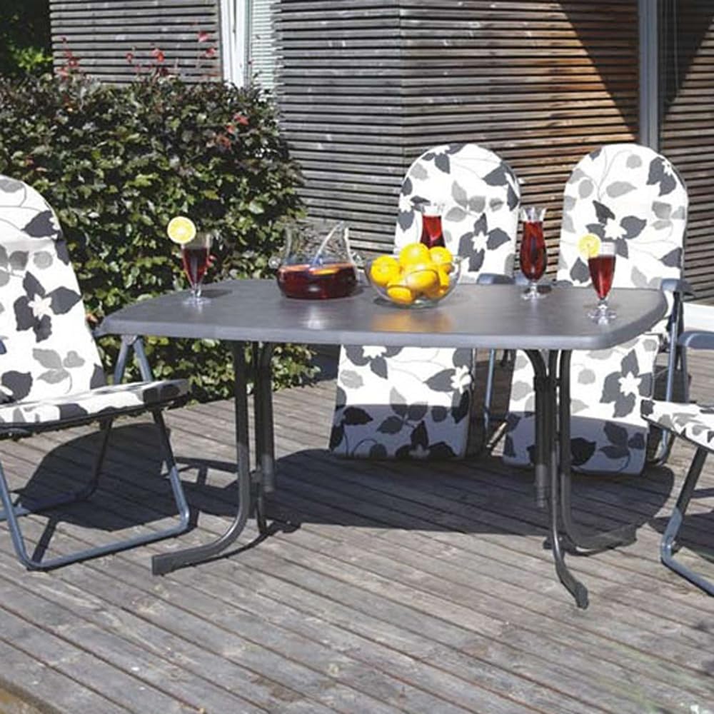 PATIO Gartentisch 150x90 cm rechteckig Dine & Relax Pizzara Outdoor Tisch Metall pulverbeschichtet Sevelit Tischplatte klappbar