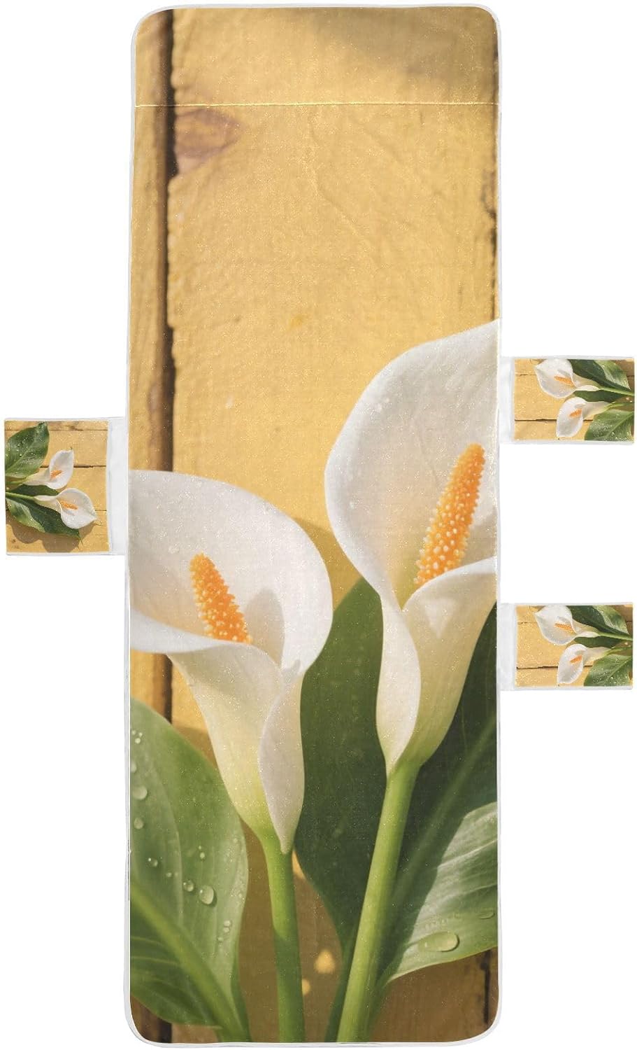 White Calla Lily Decorative Patio Lounge Chair Cover Microfiber Soft Outdoor Lounge Chaise Cover with Pockets for Pool Beach Sunbathing, dack covers para cama 85" X 30"