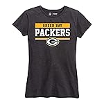 Team Fan Apparel NFL Women\'s Team Block Charcoal Tagless T-Shirt - Cotton Blend - Rock Game Day with Perfect Comfort & Style (Green Bay Packers - Charcoal, Small)