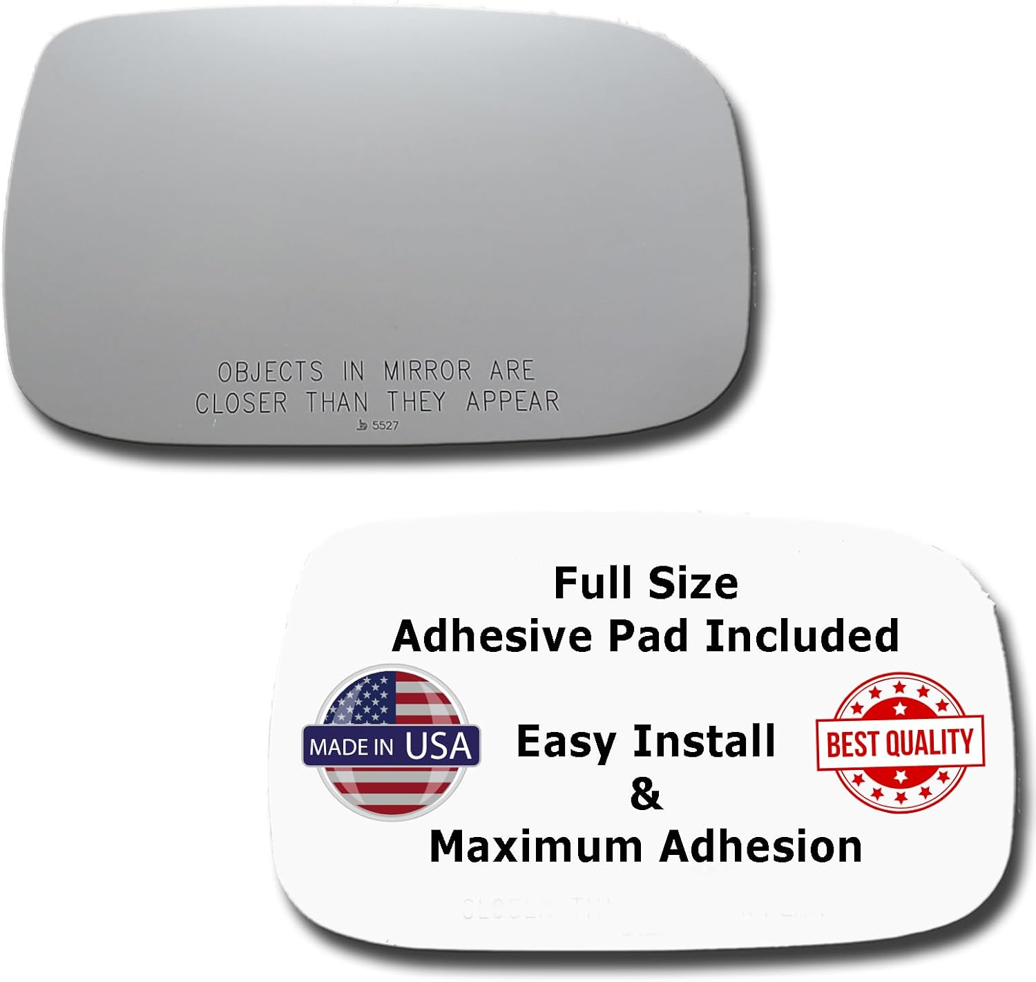 Mirror Glass + Full Size Adhesive Pad for 2013-2018 Acura RDX Passenger Side Replacement (2013 2014 2015 2016 2017 2018 13 14 15 16 17 18)