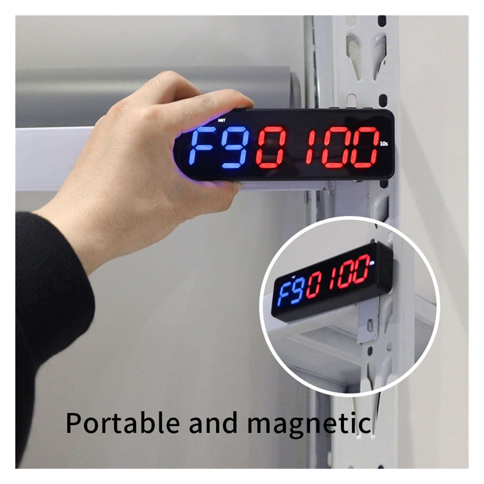 Minuterie d'intervalle de gymnastique Portable LED 1 pouce, minuterie de Fitness, compte à rebours/haut, horloge chronomètre EMOM avec contrôle sans fil par application arrière