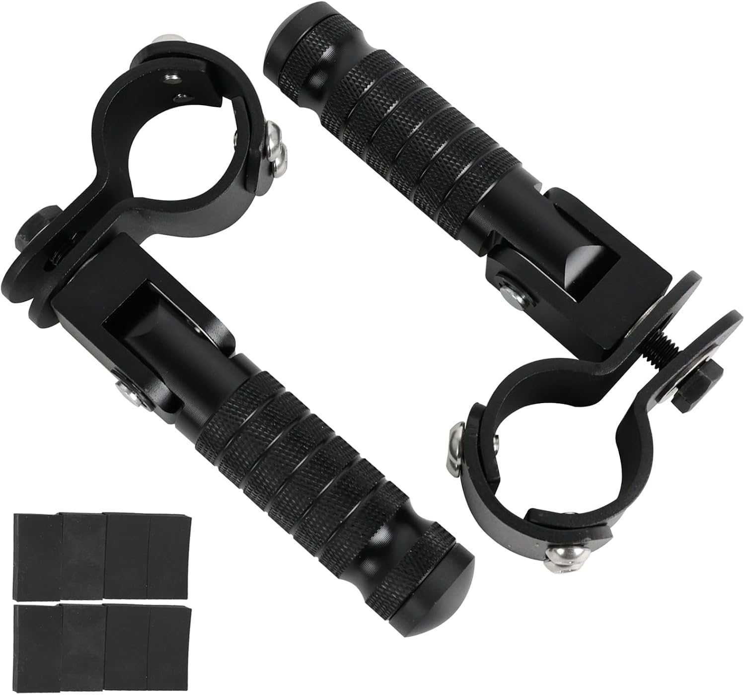 M8 Foot Pegs with Clamps Fit 22-35 ｍｍ Tube Core CNC Universal Bike FootPeg Foldable 90 Degree Anti-Skid for Super 73, Bicycle, Mini Bike, Electric Motor, ATVs, UTVs, Go Karts, Quads, Scooters Black