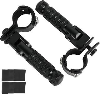 M8 Foot Pegs with Clamps Fit 22-35 mm Tube Core CNC Universal Bike FootPeg Foldable 90 Degree Anti-Skid for Super 73, Bicycle, Mini Bike, Electric Motor, ATVs, UTVs, Go Karts, Quads, Scooters Black