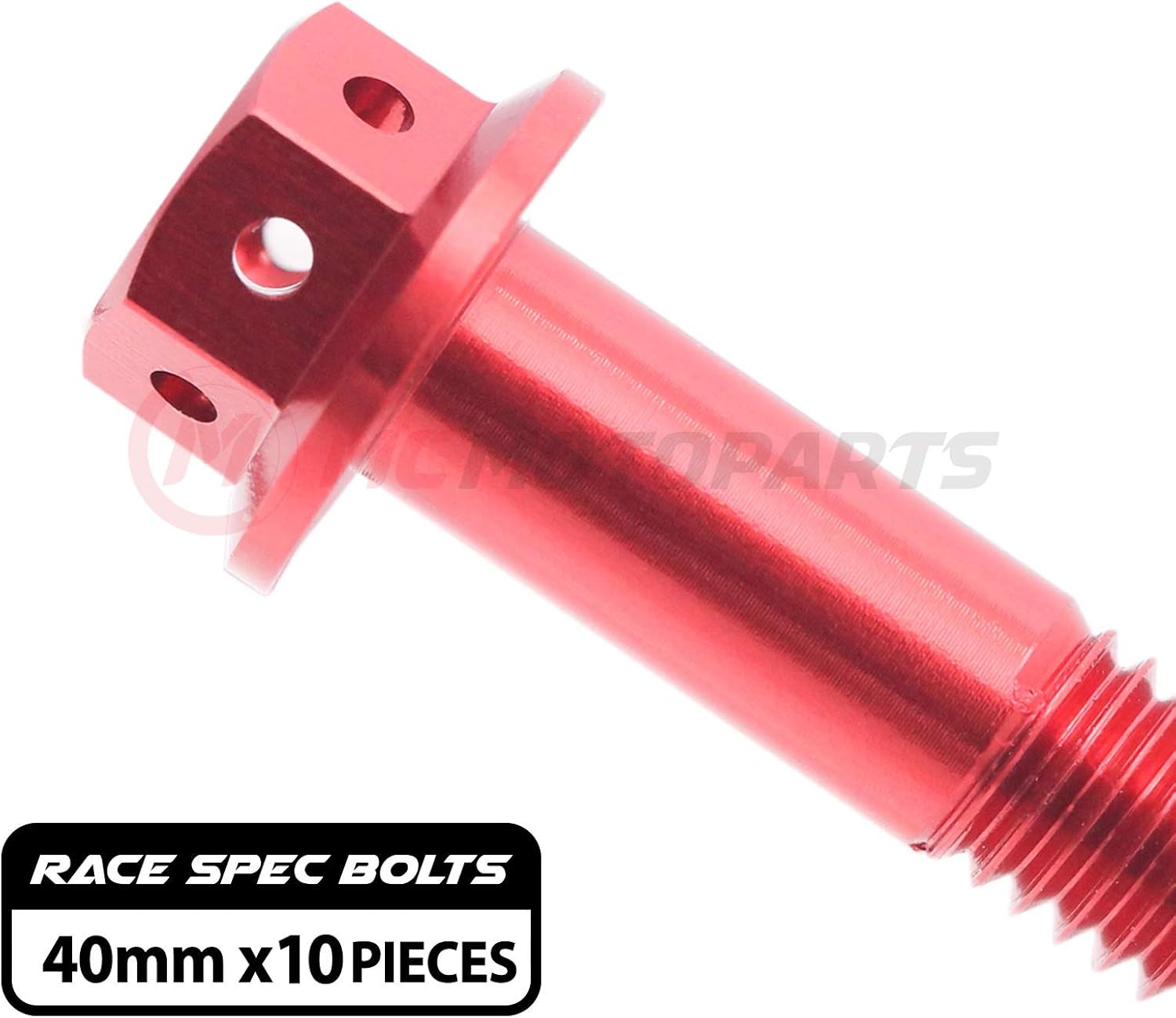 MC MOTOPARTS Pre-drilled CNC Race Spec Bolts M6 x 40mm Flanged HEX Head Screws 10 pcs (Red)